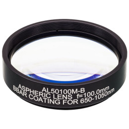 AL50100M-B - N-BK7 асферическая линза в оправе, Ø50 мм, фокусное расстояние 100 мм, числовая апертура 0.24, просветляющее покрытие: 650-1050 нм, Thorlabs