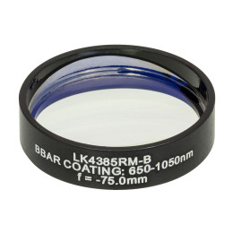 LK4385RM-B - Плоско-вогнутая цилиндрическая круглая линза из кварцевого стекла в оправе, фокусное расстояние: -75 мм, Ø1", просветляющее покрытие: 650 - 1050 нм, Thorlabs
