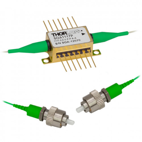 SOA1117P - Полупроводниковый оптический усилитель C-диапазона, нечувствителен к поляризации излучения, центральная длина волны: 1550 нм (тип.), корпус: Butterfly, сопряжен с оптическими волокнами типа PM, разъемы: FC/APC, Thorlabs