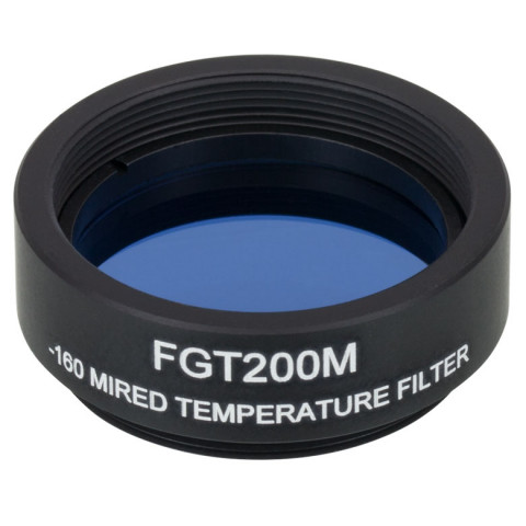 FGT200M - Светофильтр для коррекции цветовой температуры в оправе, Ø25 мм, резьба SM1, сдвиг по шкале Майред: -160, Thorlabs