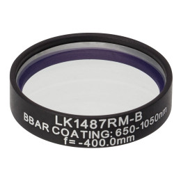 LK1487RM-B - N-BK7 плоско-вогнутая цилиндрическая круглая линза в оправе, фокусное расстояние: -400 мм, Ø1", просветляющее покрытие: 650 - 1050 нм, Thorlabs