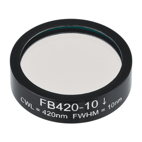 FB420-10 - Полосовой фильтр, Ø1", центральная длина волны 420 ± 2 нм, ширина полосы пропускания 10 ± 2 нм, Thorlabs