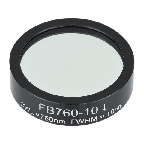 FB760-10 - Полосовой фильтр, Ø1", центральная длина волны 760 ± 2 нм, ширина полосы пропускания 10 ± 2 нм, Thorlabs
