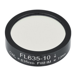 FL635-10 - Фильтр для работы с диодным лазером, Ø1", центральная длина волны 635 ± 2 нм, ширина полосы пропускания 10 ± 2 нм, Thorlabs