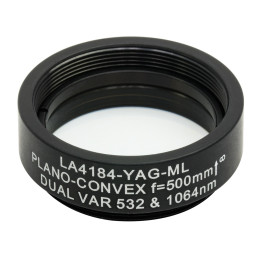 LA4184-YAG-ML - Плоско-выпуклая линза, диаметр: 1", материал: UVFS, оправа с резьбой: SM1, f = 500.0 мм, покрытие: 532/1064 нм, Thorlabs