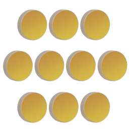 PF20-03-M01-10 - Плоские зеркала с золотым покрытием, диэлектрическое защитное покрытие, Ø2" (Ø50.8 мм), отражение: 800 нм-20 мкм, 10 шт. в упаковке, Thorlabs
