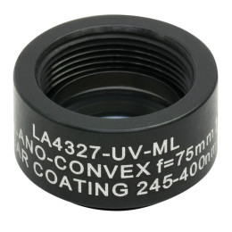 LA4327-UV-ML - Плоско-выпуклая линза, Ø1/2", UVFS, оправа с резьбой SM05, f = 75.0 мм, просветляющее покрытие: 245-400 нм, Thorlabs