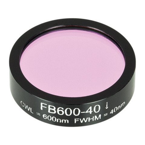 FB600-40 - Полосовой фильтр, Ø1", центральная длина волны 600 ± 8 нм, ширина полосы пропускания 40 ± 8 нм, Thorlabs