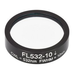 FL532-10 - Фильтр для работы с Nd:YAG лазером, Ø1", центральная длина волны 532 ± 2 нм, ширина полосы пропускания 10 ± 2 нм, Thorlabs