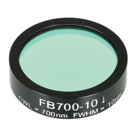 FB700-10 - Полосовой фильтр, Ø1", центральная длина волны 700 ± 2 нм, ширина полосы пропускания 10 ± 2 нм, Thorlabs