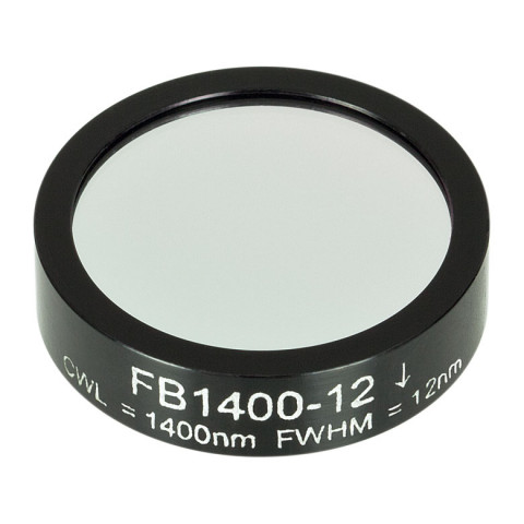 FB1400-12 - Полосовой фильтр, Ø1", центральная длина волны 1400 ± 2.4 нм, ширина полосы пропускания 12 ± 2.4 нм, Thorlabs