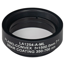 LA1254-A-ML - Плоско-выпуклая линза, Ø1", N-BK7, оправа с резьбой SM1, f = 1500.0 мм, просветляющее покрытие: 350-700 нм, Thorlabs