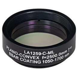 LA1259-C-ML - Плоско-выпуклая линза, Ø1", N-BK7, оправа с резьбой SM1, f = 2500.0 мм, просветляющее покрытие: 1050-1700 нм, Thorlabs