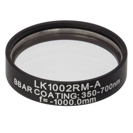 LK1002RM-A - N-BK7 плоско-вогнутая цилиндрическая круглая линза в оправе, фокусное расстояние: -1000 мм, Ø1", просветляющее покрытие: 350 - 700 нм, Thorlabs