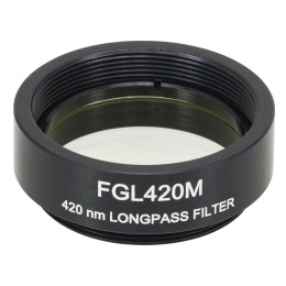 FGL420M - Длинноволновый светофильтр, Ø25 мм, резьба на оправе: SM1, материал RG420, длина волны среза: 420 нм, Thorlabs