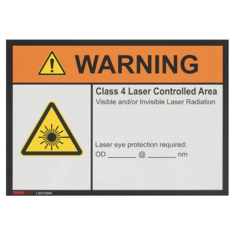 LSS10W4 - Предупреждающий знак "WARNING", класс опасности: 4, лазерная безопасность, 10" x 14", Thorlabs