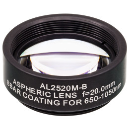 AL2520M-B - S-LAH64 асферическая линза в оправе, Ø25 мм, фокусное расстояние 20 мм, числовая апертура 0.54, просветляющее покрытие: 650-1050 нм, Thorlabs
