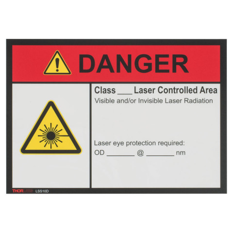 LSS10D - Предупреждающий знак "Danger", лазерная безопасность, 10" x 14", Thorlabs