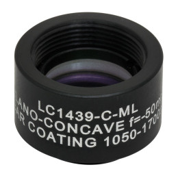 LC1439-C-ML - N-BK7 плоско-вогнутая линза в оправе, Ø1/2", фокусное расстояние -50.0 мм, просветляющее покрытие: 1050-1700 нм, резьба на оправе SM05, Thorlabs
