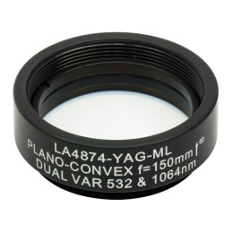 LA4874-YAG-ML - Плоско-выпуклая линза, диаметр: 1", материал: UVFS, оправа с резьбой: SM1, f = 150.0 мм, покрытие: 532/1064 нм, Thorlabs
