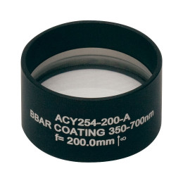 ACY254-200-A - Ахроматический дублет с цилиндрическими линзами,  фокусное расстояние 200 мм, Ø1", просветляющее покрытие: 350 - 700 нм, Thorlabs