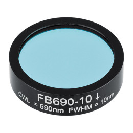 FB690-10 - Полосовой фильтр, Ø1", центральная длина волны 690 ± 2 нм, ширина полосы пропускания 10 ± 2 нм, Thorlabs