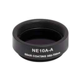 NE10A-A - Абсорбционный нейтральный светофильтр, Ø25 мм, резьба на оправе: SM1, просветляющее покрытие: 350 - 700 нм, оптическая плотность: 1.0, Thorlabs