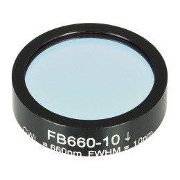 FB660-10 - Полосовой фильтр, Ø1", центральная длина волны 660 ± 2 нм, ширина полосы пропускания 10 ± 2 нм, Thorlabs
