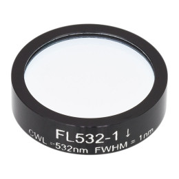FL532-1 - Фильтр для работы с Nd:YAG лазером, Ø1", центральная длина волны 532 ± 0.2 нм, ширина полосы пропускания 1 ± 0.2 нм, Thorlabs