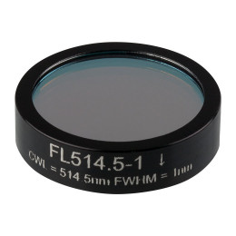 FL514.5-1 - Фильтр для работы с аргоновым лазером, Ø1", центральная длина волны 514.5 ± 0.2 нм, ширина полосы пропускания 1 ± 0.2 нм, Thorlabs