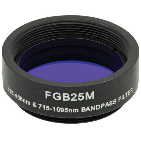 FGB25M - Цветной светофильтр в оправе, Ø25 мм, материал BG3, резьба SM1, Thorlabs
