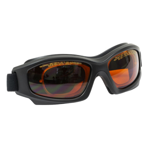 LG10C - Лазерные защитные очки, янтарно-желтые линзы, пропускание видимого излучения 35%, съемный вкладыш для вставки мед. линз, регулируемый ремешок, защита от запотевания, Thorlabs