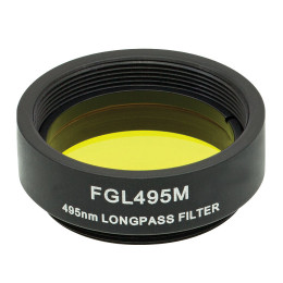 FGL495M - Длинноволновый цветной светофильтр в оправе, Ø25 мм, резьба SM1, длина волны среза: 495 нм, Thorlabs