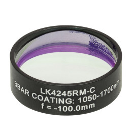 LK4245RM-C - Плоско-вогнутая цилиндрическая круглая линза из кварцевого стекла в оправе, фокусное расстояние: -100 мм, Ø1", просветляющее покрытие: 1050 - 1700 нм, Thorlabs
