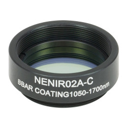NENIR02A-C - Абсорбционный нейтральный светофильтр в оправе, Ø25 мм, резьба SM1, просветляющее покрытие: 1050-1700 нм, оптическая плотность: 0.2, Thorlabs