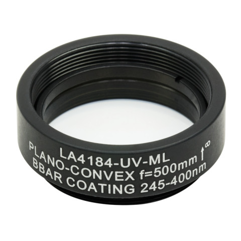 LA4184-UV-ML - Плоско-выпуклая линза, Ø1", UVFS, оправа с резьбой SM1, f = 500.0 мм, просветляющее покрытие: 245-400 нм, Thorlabs