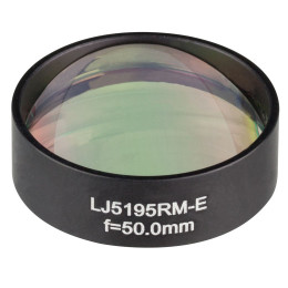 LJ5195RM-E - Плоско-выпуклая цилиндрическая линза, Ø1", в оправе, материал: CaF2, f = 50.0 мм, просветляющее покрытие: 2 - 5.0 мкм, Thorlabs