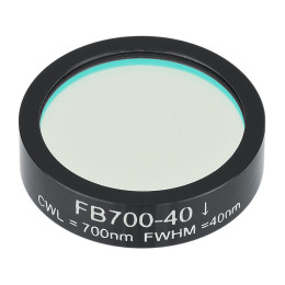 FB700-40 - Полосовой фильтр, Ø1", центральная длина волны 700 ± 8 нм, ширина полосы пропускания 40 ± 8 нм, Thorlabs
