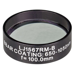 LJ1567RM-B - N-BK7 плоско-выпуклая круглая линза, фокусное расстояние: 100 мм, Ø1", просветляющее покрытие: 650 - 1050 нм, Thorlabs