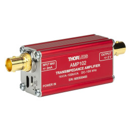 AMP102 - Трансимпедансный усилитель, регулируемое усиление: 1, 10 или 100 кВ/A, ширина полосы пропускания: 100 кГц, Thorlabs