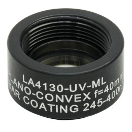 LA4130-UV-ML - Плоско-выпуклая линза, Ø1/2", UVFS, оправа с резьбой SM05, f = 40.0 мм, просветляющее покрытие: 245-400 нм, Thorlabs