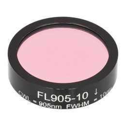 FL905-10 - Фильтр для работы с диодным лазером, Ø1", центральная длина волны 905 ± 2 нм, ширина полосы пропускания 10 ± 2 нм, Thorlabs