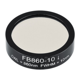 FB860-10 - Полосовой фильтр, Ø1", центральная длина волны 860 ± 2 нм, ширина полосы пропускания 10 ± 2 нм, Thorlabs