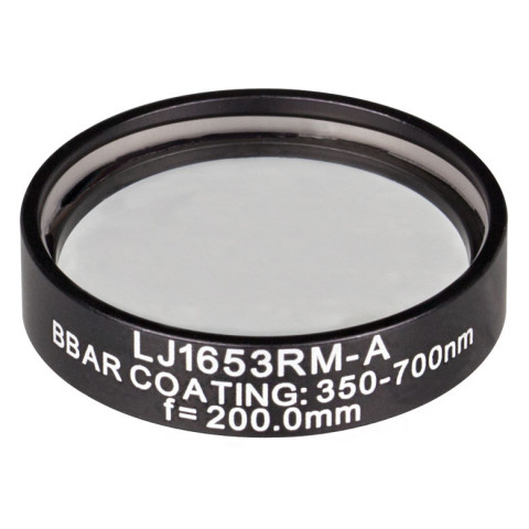 LJ1653RM-A - N-BK7 плоско-выпуклая круглая линза в оправе, фокусное расстояние: 200 мм, Ø1", просветляющее покрытие: 350 - 700 нм, Thorlabs
