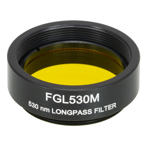 FGL530M - Длинноволновый светофильтр, Ø25 мм, резьба на оправе: SM1, материал RG530, длина волны среза: 530 нм, Thorlabs