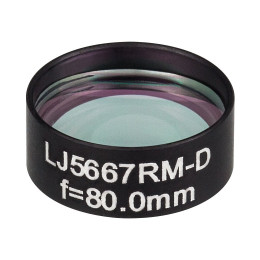 LJ5667RM-D - Плоско-выпуклая цилиндрическая линза, Ø1/2", в оправе, материал: CaF2, f = 80.0 мм, просветляющее покрытие: 1.65 - 3.0 мкм, Thorlabs
