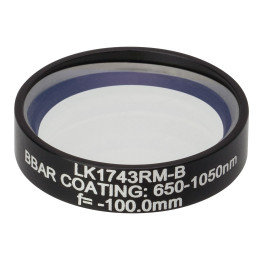 LK1743RM-B - N-BK7 плоско-вогнутая цилиндрическая круглая линза в оправе, фокусное расстояние: -100 мм, Ø1", просветляющее покрытие: 650 - 1050 нм, Thorlabs