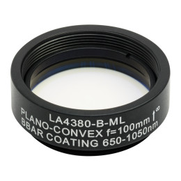 LA4380-B-ML - Плоско-выпуклая линза, диаметр: 1", материал: UVFS, оправа с резьбой: SM1, f = 100.0 мм, покрытие: 650 - 1050 нм, Thorlabs