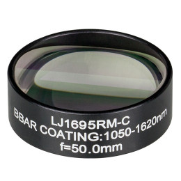 LJ1695RM-C - N-BK7 плоско-выпуклая круглая линза в оправе, фокусное расстояние: 50 мм, Ø1", просветляющее покрытие: 1050 - 1620 нм, Thorlabs