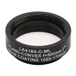LA4184-C-ML - Плоско-выпуклая линза, диаметр: 1", материал: UVFS, оправа с резьбой: SM1, f = 500.0 мм, покрытие: 1050 - 1700 нм, Thorlabs